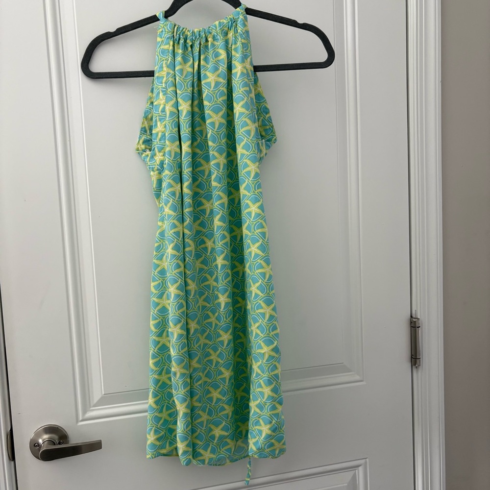 Starfish Pattern High Neck A-Line Dress
